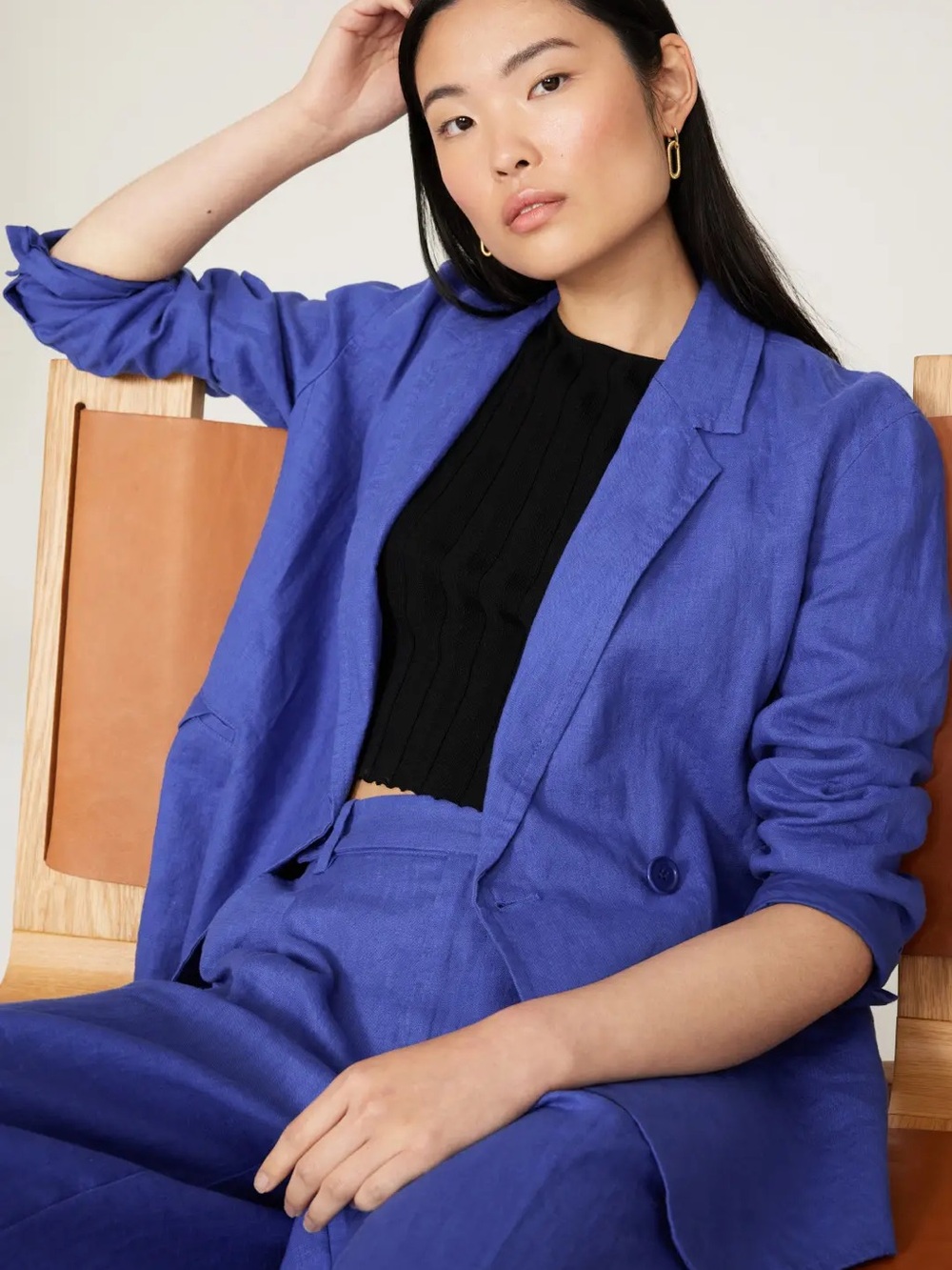 Madewell 100% Linen Blazer in Blue